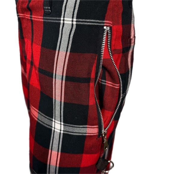 Morbid Threads | Red & Black Plaid Zipper & Ring Pants - Picture 10 of 13